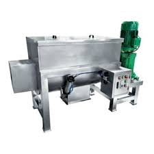 What materials can be used in the horizontal ribbon mixer?